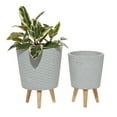 thumbnail image 1 of DecMode 14", 16" Gray Wood Contemporary Planter, 2 - Pieces, 1 of 7