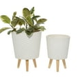 thumbnail image 1 of DecMode 14", 16"H Indoor Outdoor White Wood Planter with Wood Legs (2 Count), 1 of 11