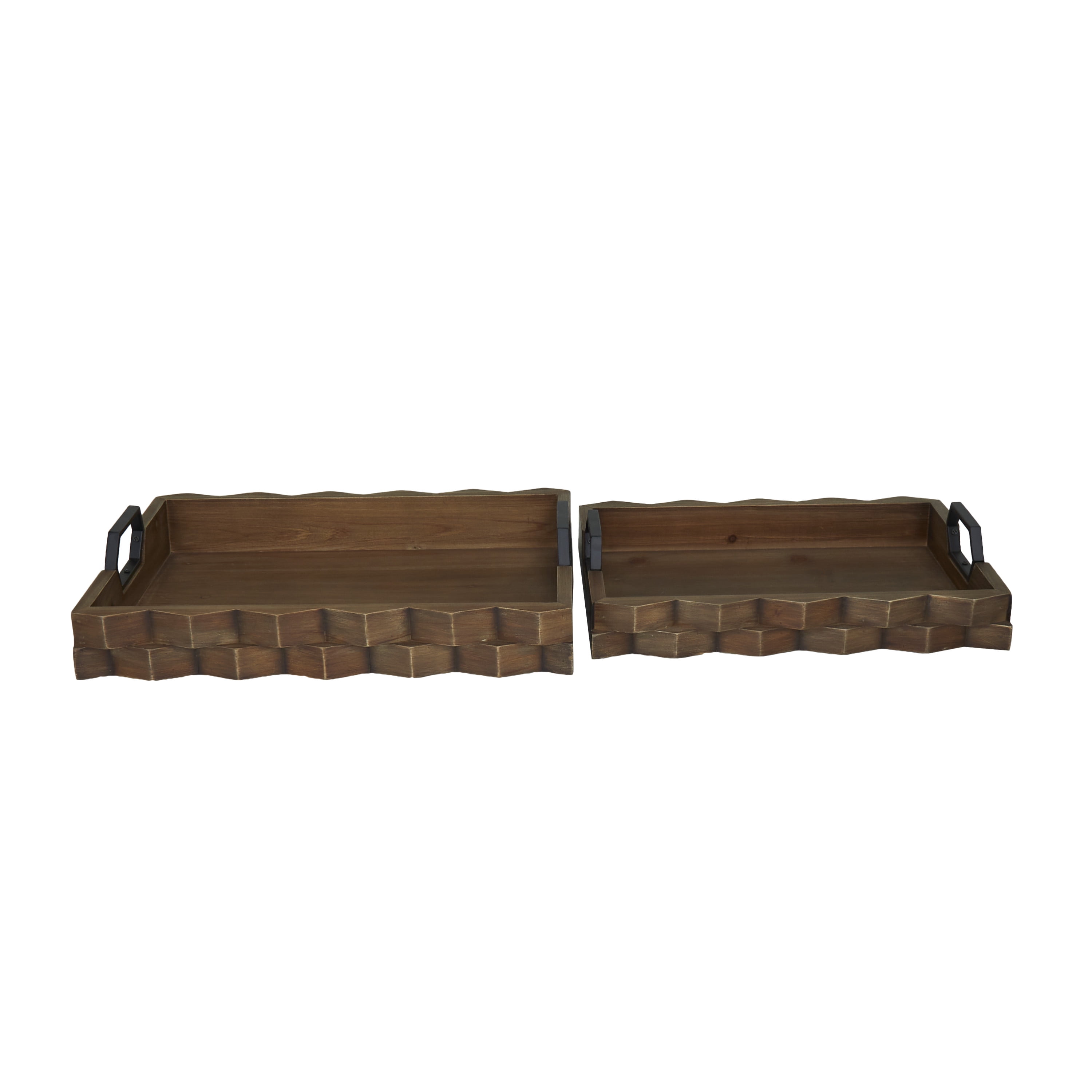 Brown Wood Tray with Handle