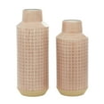 thumbnail image 1 of DecMode 14", 17"H Pink Metal Vase, Set of 2, 1 of 8