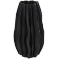 thumbnail image 1 of DecMode 14" Abstract Dimensional Wavy Ribbed Black Ceramic Vase with Floral Shaped Rim, 1 of 9