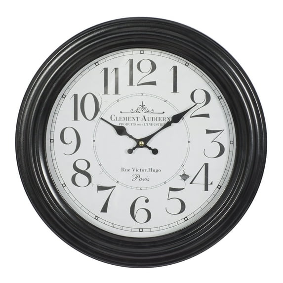 DecMode 14" Black Metal Fluted Frame Wall Clock