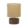 thumbnail image 1 of DecMode 14" Low Profile Dark Brown Table Lamp with Brown Linen Shade, 1 of 15