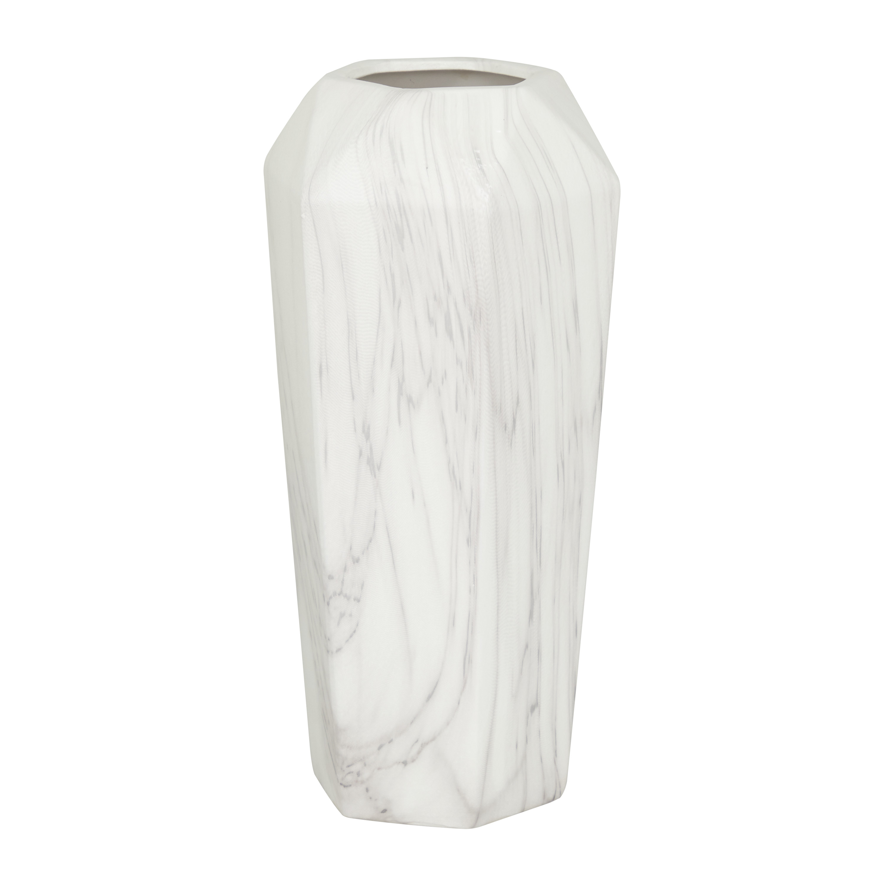 DecMode 14" Faux Marble White Ceramic Vase - image 1 of 9