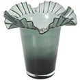 thumbnail image 1 of DecMode 14" Floral Tulip Inspired Ombre Green Glass Vase with Wavy Opening, 1 of 10