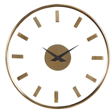 DecMode 14" Gold Aluminum Metal Wall Clock with Clear Face