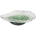 thumbnail image 1 of DecMode 14" Handmade Asymmetrical Abstract Wavy Ombre Green Glass Decorative Bowl with Bubble Texturing, 1 of 9