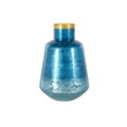 thumbnail image 1 of DecMode 14" Handmade Blue Glass Vase with Gold Rim, 1 of 9