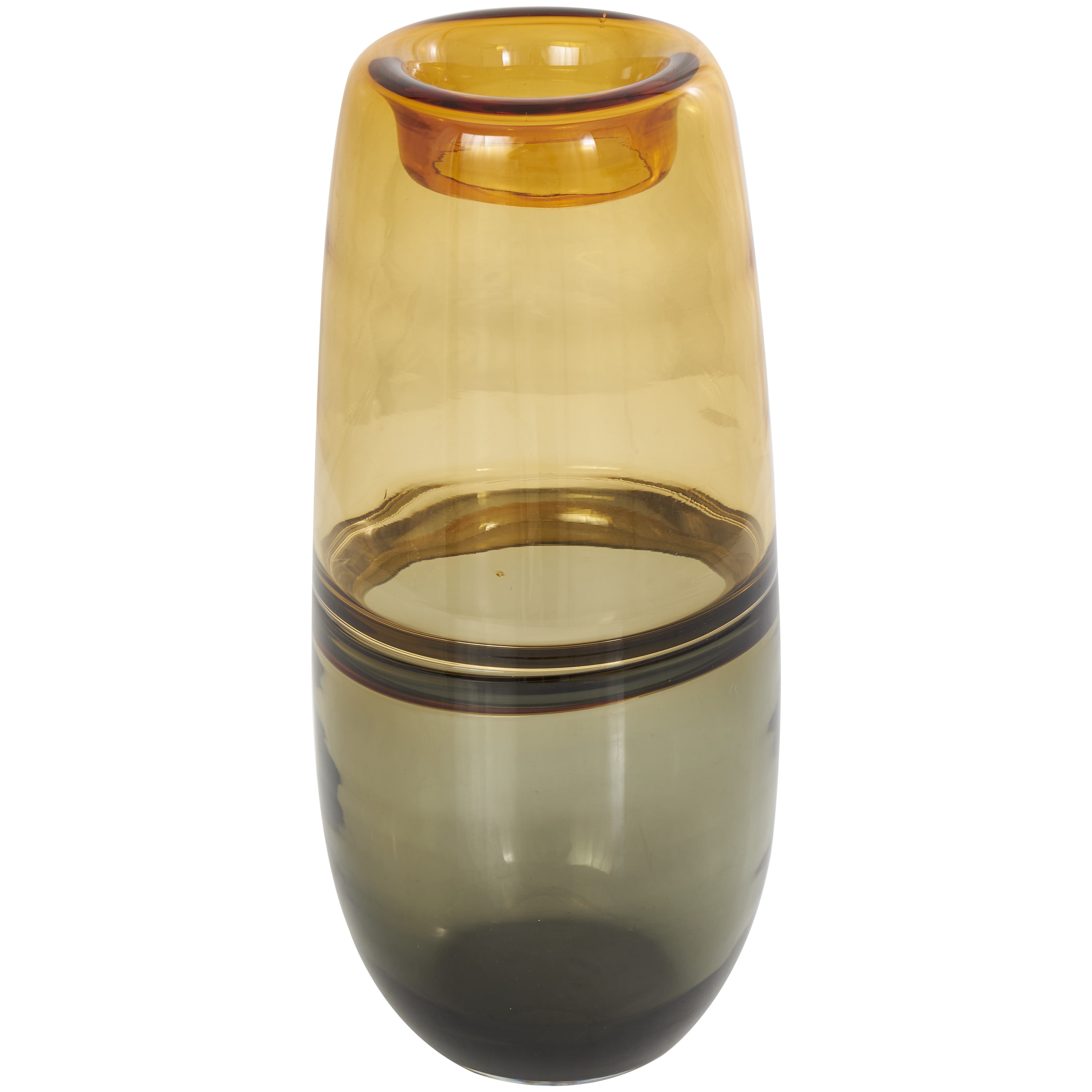 DecMode 14" Handmade Ombre Orange Glass Vase with Gray Base