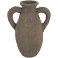 thumbnail image 1 of DecMode 14" Handmade Textured Dark Brown Ceramic Vase with Wide Rounded Handles, 1 of 10