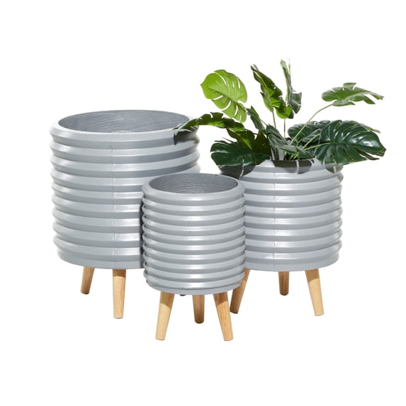 DecMode 14 In. Planter, MGO, Gray, 3 - Pieces