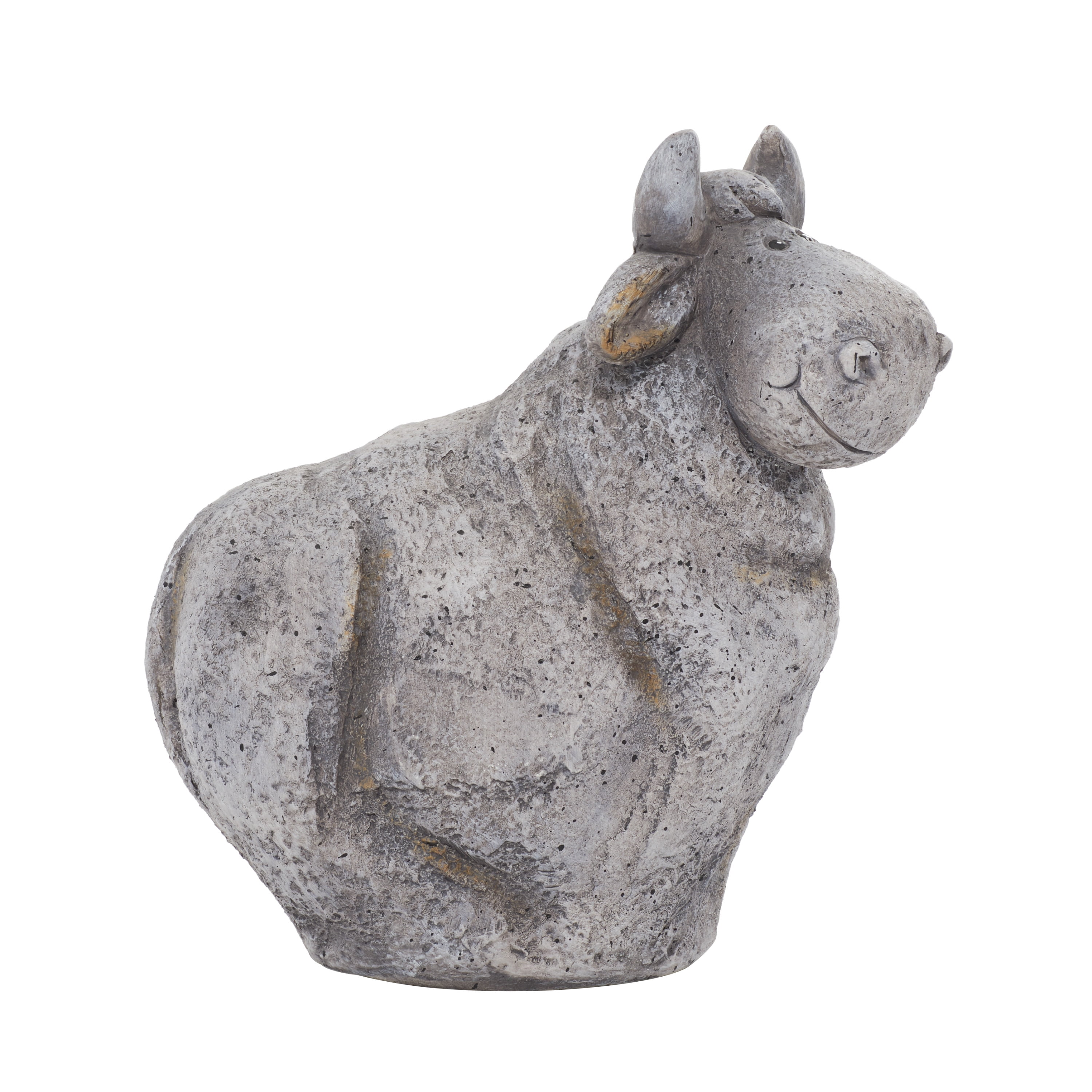 Gray Textured Polystone Indoor Outdoor Cow Garden Sculpture