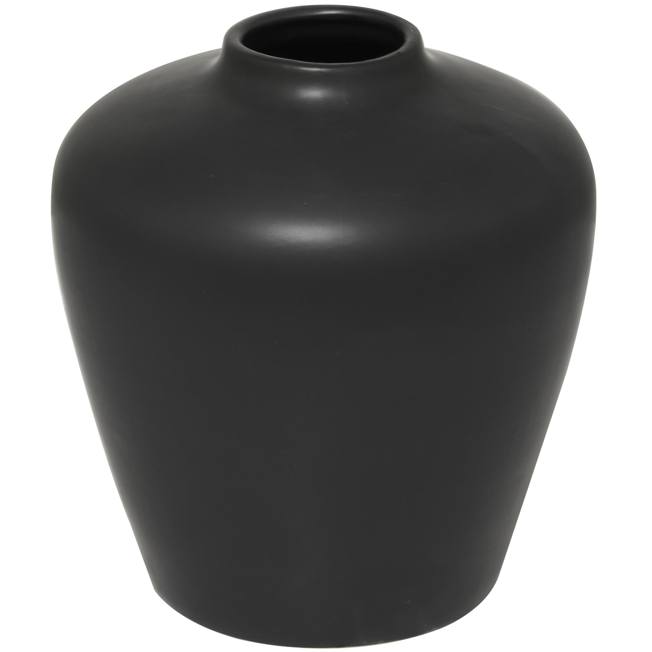 DecMode 14" Matte Black Ceramic Vase