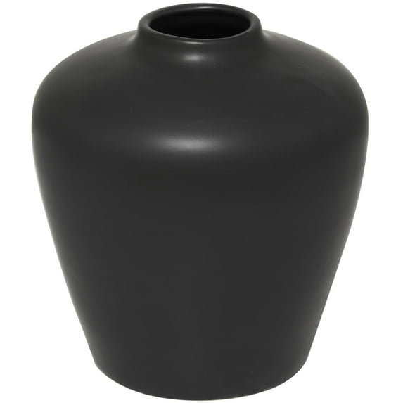DecMode 14" Matte Black Ceramic Vase