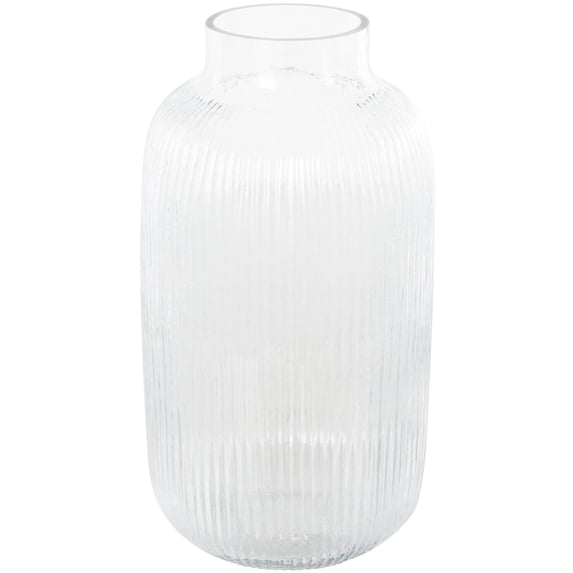 DecMode 14" Ribbed Glass Vase