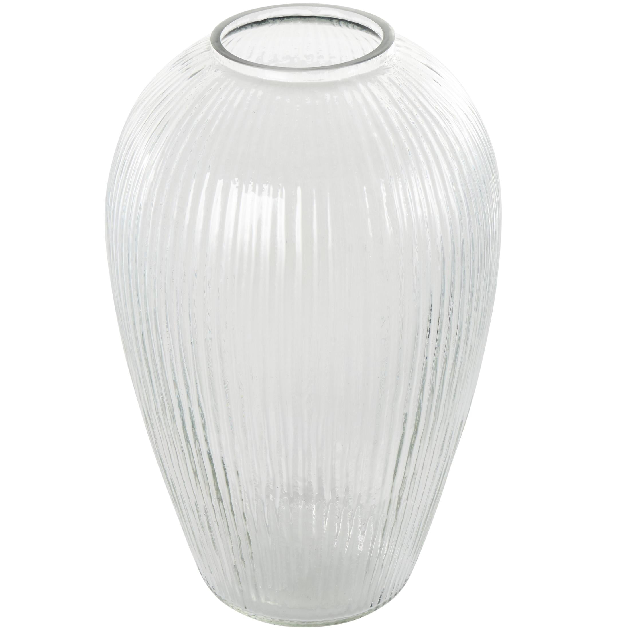 DecMode 14" Ribbed Glass Vase