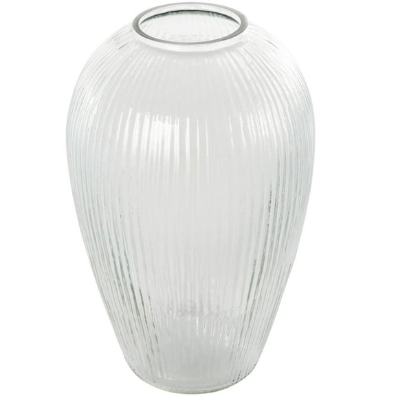 DecMode 14" Ribbed Glass Vase