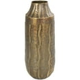 thumbnail image 1 of DecMode 14" Snakeskin Inspired Brass Metal Vase with Dimensional Wavy Accents, 1 of 10