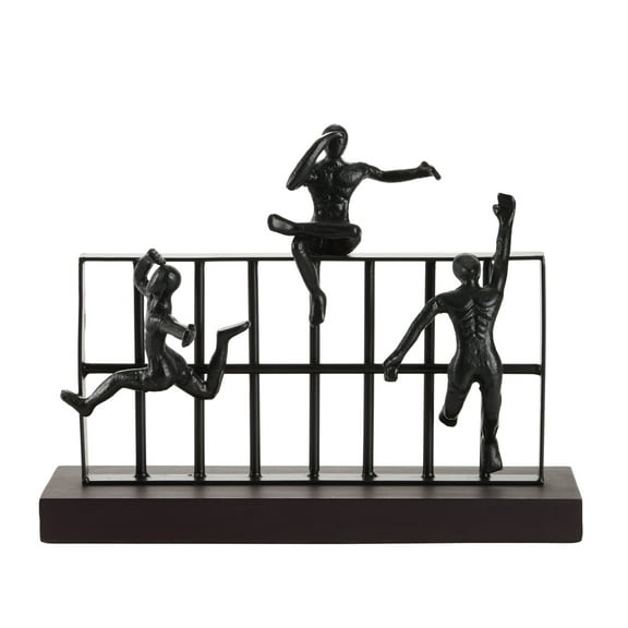 DecMode 14"W, 11"H Metal Contemporary People Sculpture, Black