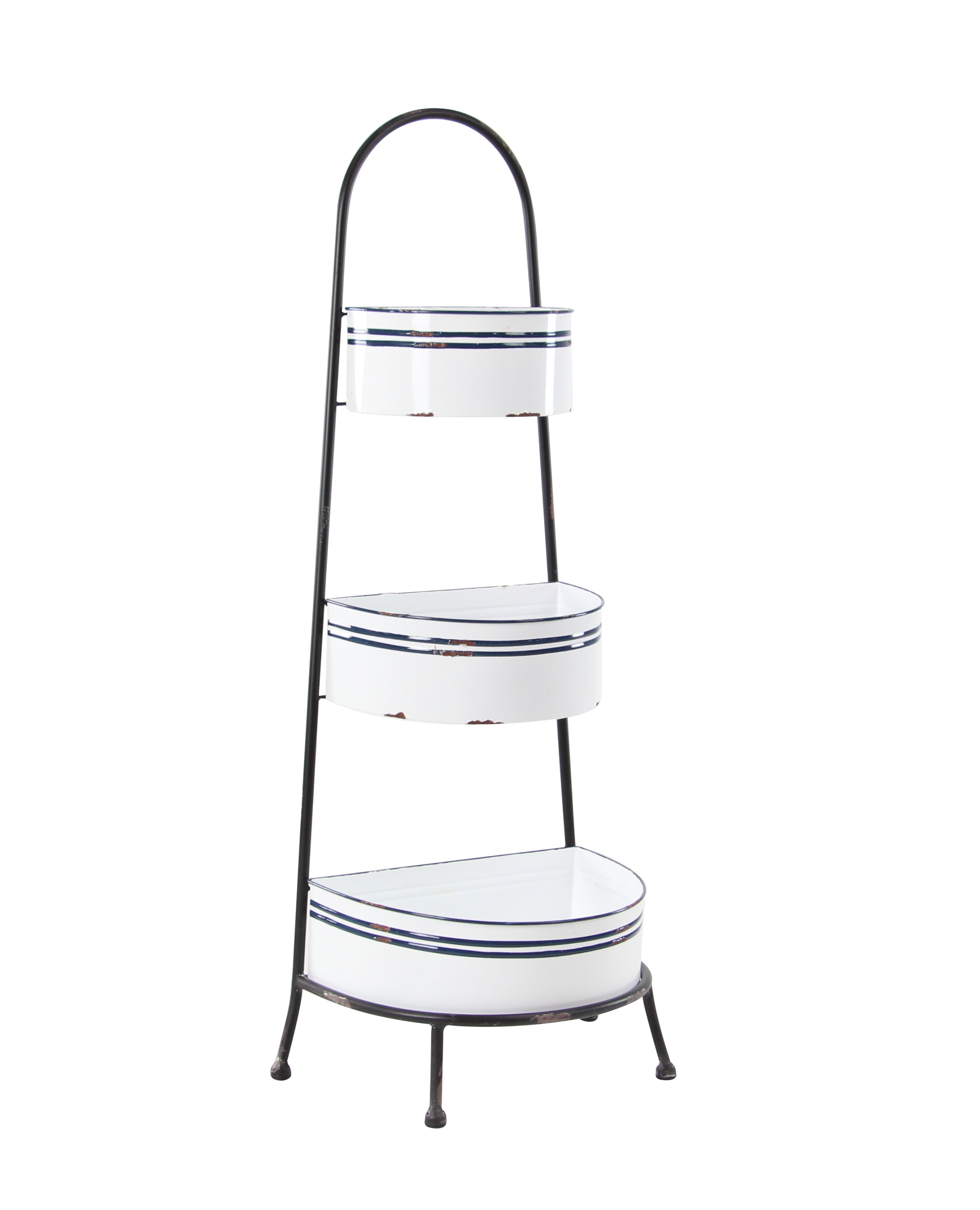 DecMode 14"W, 38"H Metal Farmhouse Shelving Unit, White, 1 - Piece