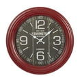 thumbnail image 1 of DecMode 14 x 14 In. Red Metal Vintage Wall Clock, 1 of 8