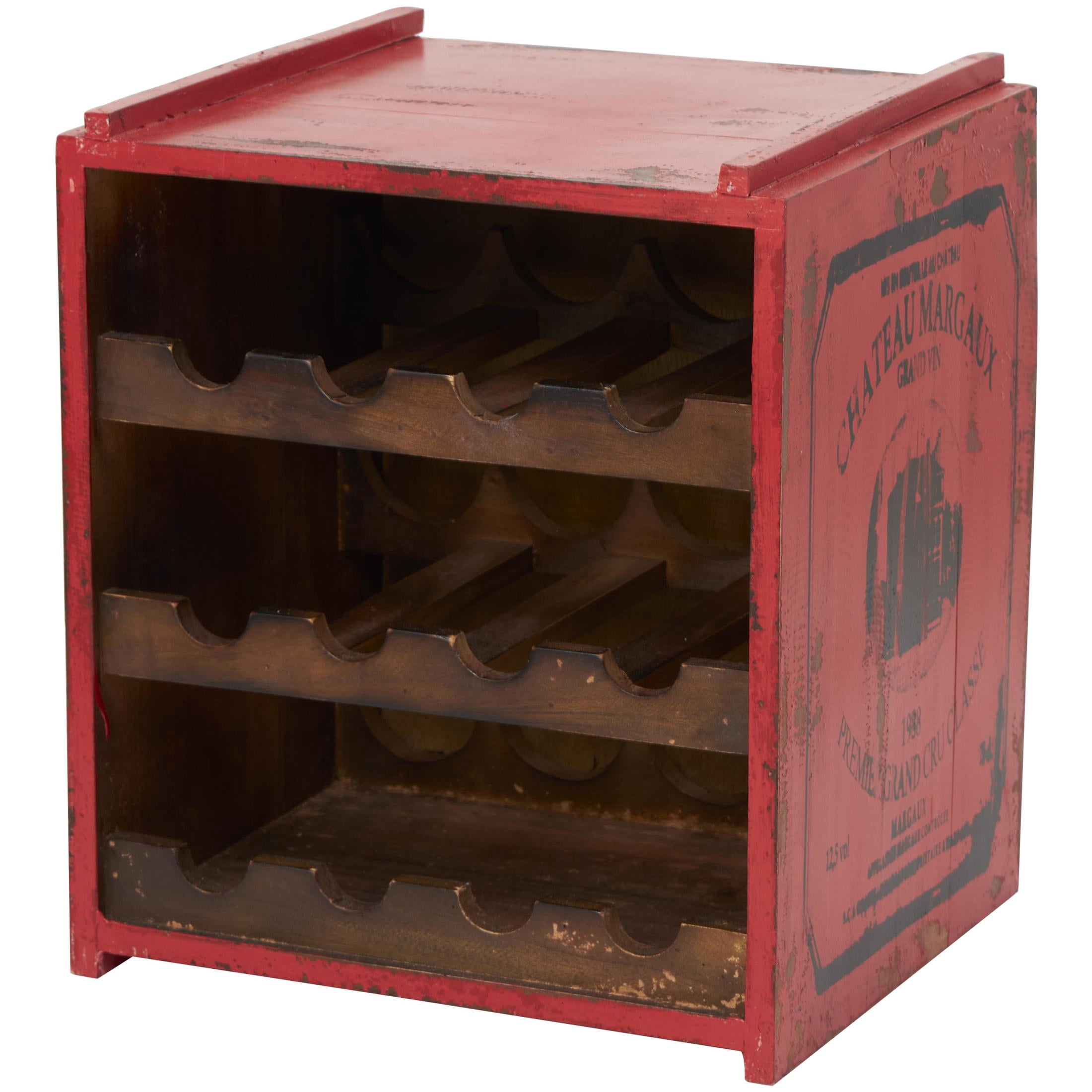DecMode 14" x 16" Red Wood 12 Bottle Standing Wine Rack, 1-Piece