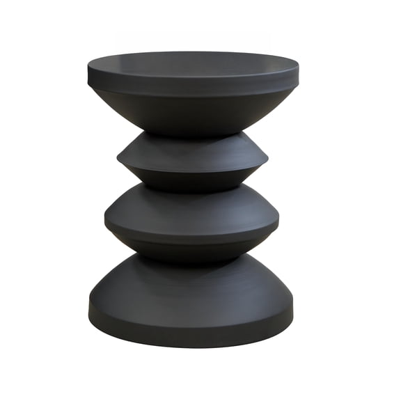 DecMode 14" x 18" Black Metal Art Deco Inspired Geometric Accent Table, 1-Piece