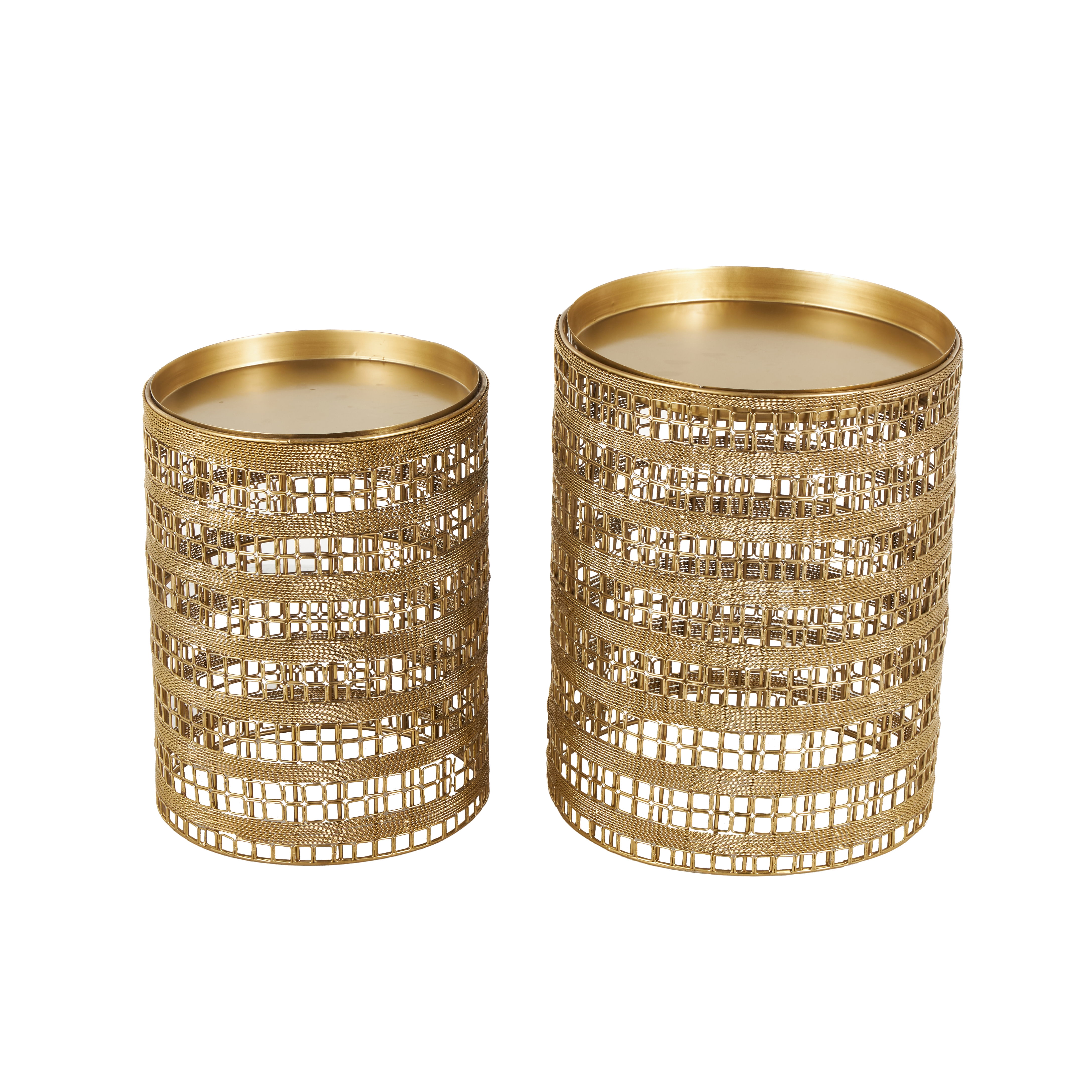 DecMode 14" x 18" Gold Metal Accent Table, 2-Pieces