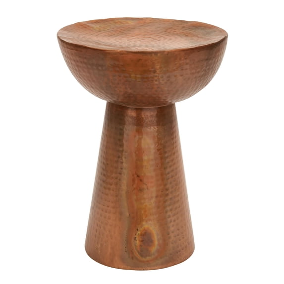 DecMode 14" x 20" Copper Metal Handmade Accent Table with Hammered Design, 1-Piece