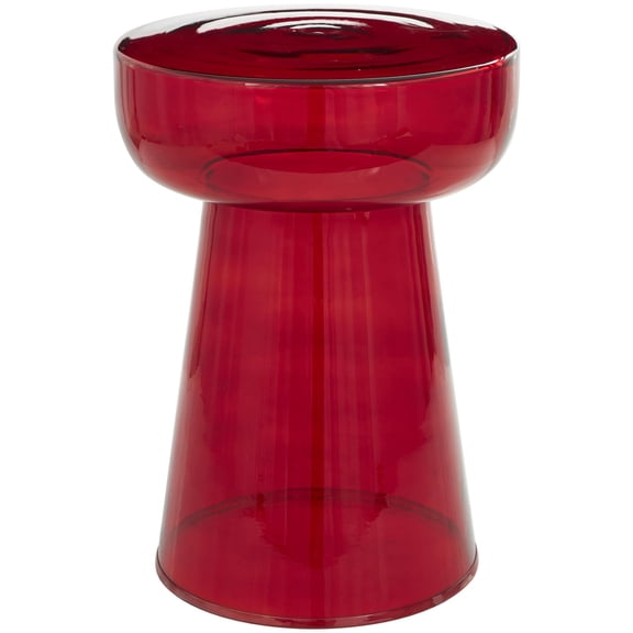 DecMode 14" x 20" Red Glass Modern Accent Table, 1-Piece