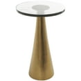 thumbnail image 1 of DecMode 14" x 22" Gold Aluminum Metal Cone Geometric Accent Table with Textured Glass Tabletop, 1-Piece, 1 of 11