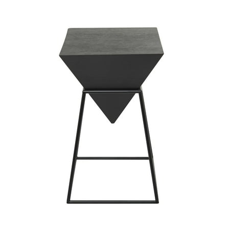 DecMode 14" x 24" Black Wood Inverted Pyramid Geometric Accent Table with Black Metal Stand, 1-Piece