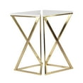 thumbnail image 1 of DecMode 14" x 24" Gold Metal Geometric Accent Table with Marble Top, 2-Pieces, 1 of 13