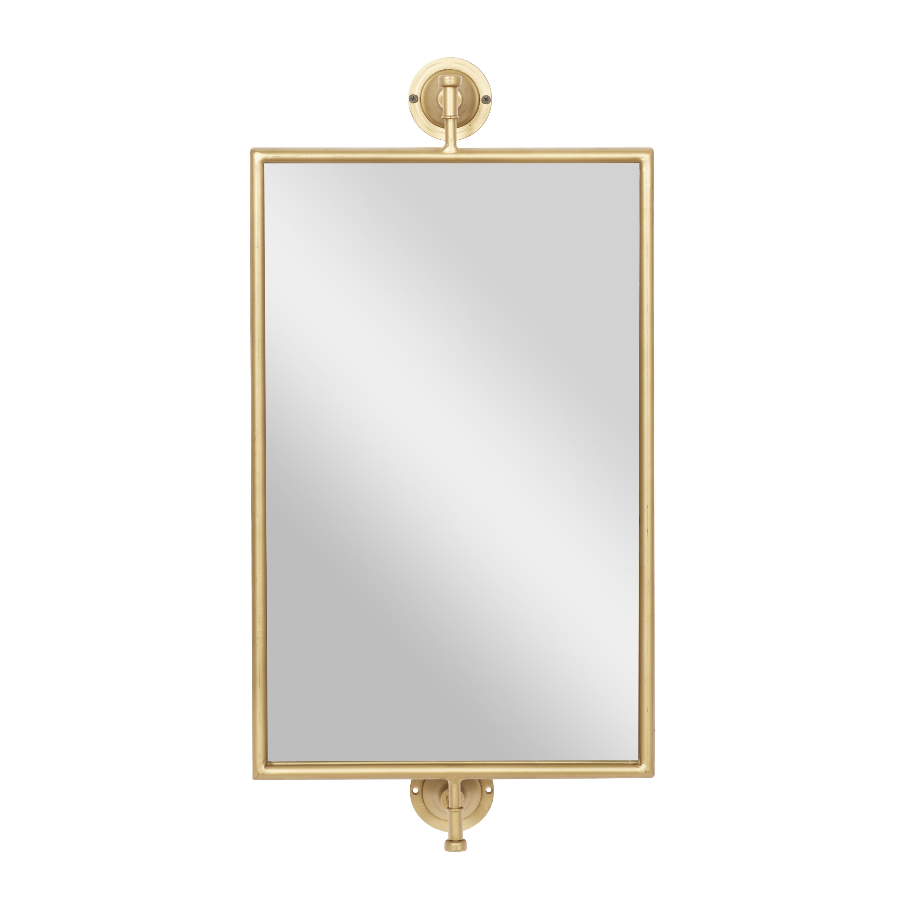 Rustic Gold & Wood Rectangular Wall Mirror 14" x 28"