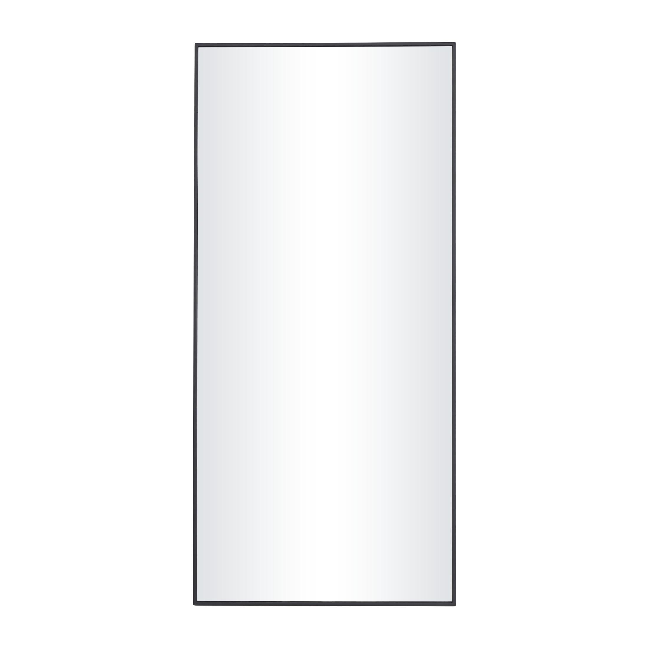 DecMode 14" x 30" Black Wall Mirror with Thin Frame