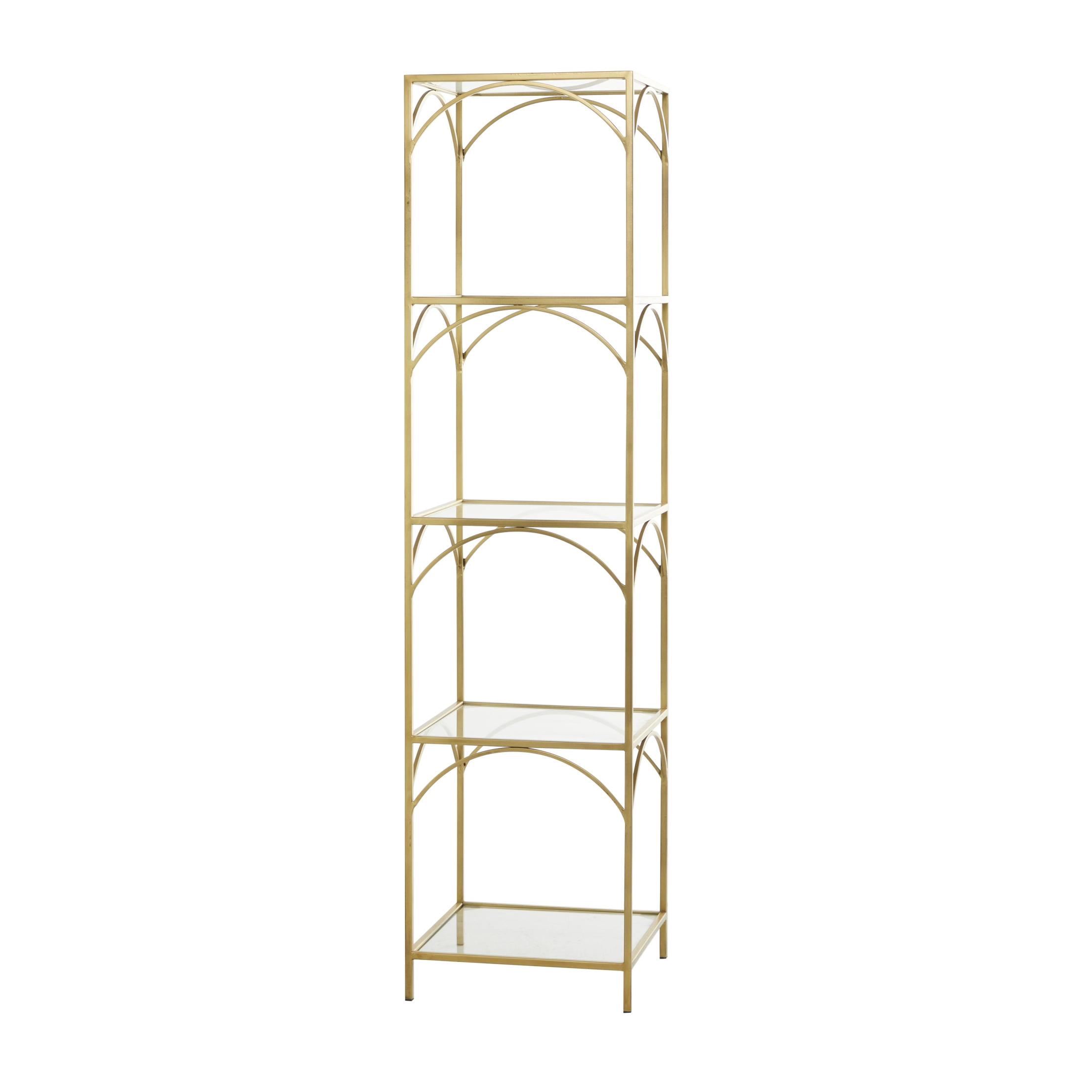 DecMode 14" x 56" Gold Metal 5-Tier Shelving Unit, 1-Piece