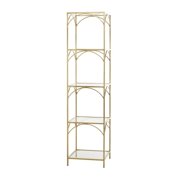 DecMode 14" x 56" Gold Metal 5-Tier Shelving Unit, 1-Piece