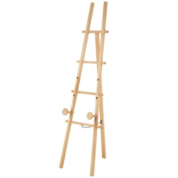 DecMode 14" x 58" Light Brown Wood Handmade Tall Adjustable Floor 3 Tier Easel, 1-Piece