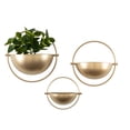 thumbnail image 1 of DecMode 15", 13", 10"H Round Gold Metal Geometric Wall Planter (3 Count), 1 of 15
