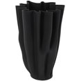 thumbnail image 1 of DecMode 15" Abstract Dimensional Ribbed Tulip Black Ceramic Vase with Angular Rim, 1 of 9