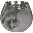thumbnail image 1 of DecMode 15" Abstract Grid Inspired Dark Gray Aluminum Metal Vase with Open Frame Design, 1 of 7