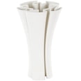 thumbnail image 1 of DecMode 15" Abstract Ribbed Dimensional Folded White Ceramic Vase with Curvy Rim, 1 of 9