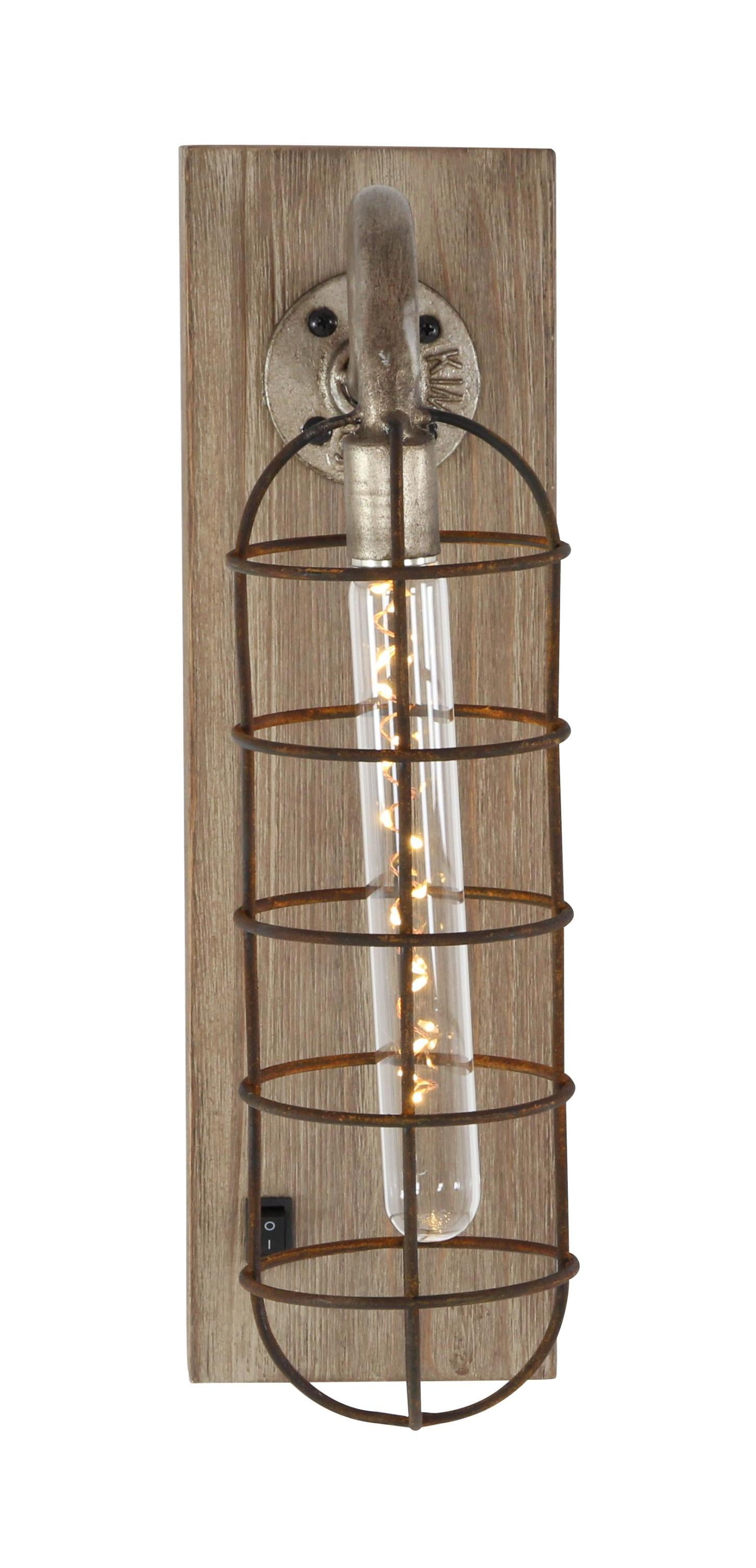 DecMode Brown Metal Geometric Battery Operated Room Accent Lamp with Included Fixed LED Light, 4" x 10" x 15"