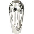thumbnail image 1 of DecMode 15" Abstract Drip Silver Aluminum Metal Vase with Melting Designed Body, 1 of 13
