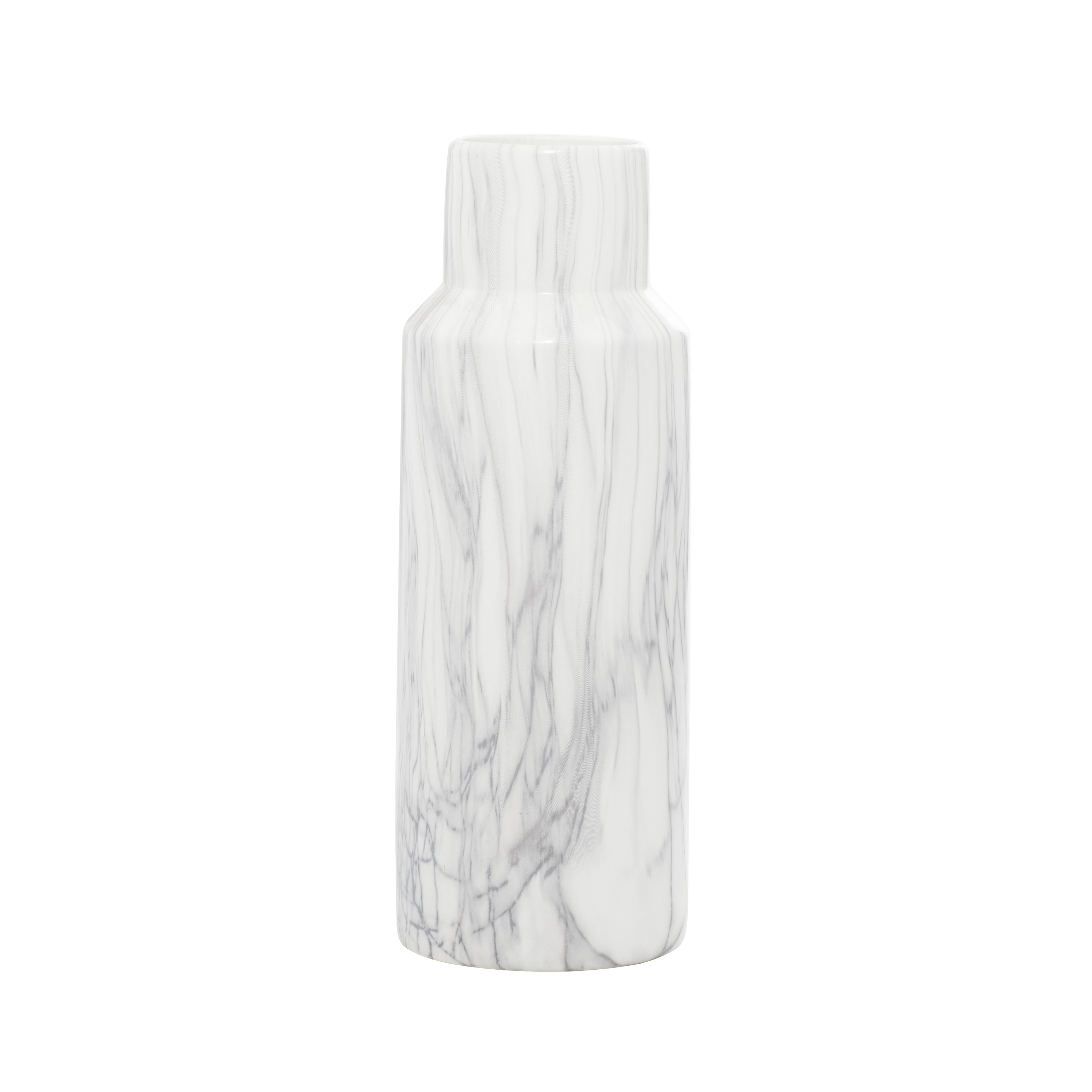 DecMode 15" Faux Marble White Ceramic Vase - image 1 of 6
