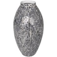 thumbnail image 1 of DecMode 15" Handmade Mosaic Inspired Gray Mother of Pearl Vase, 1 of 11