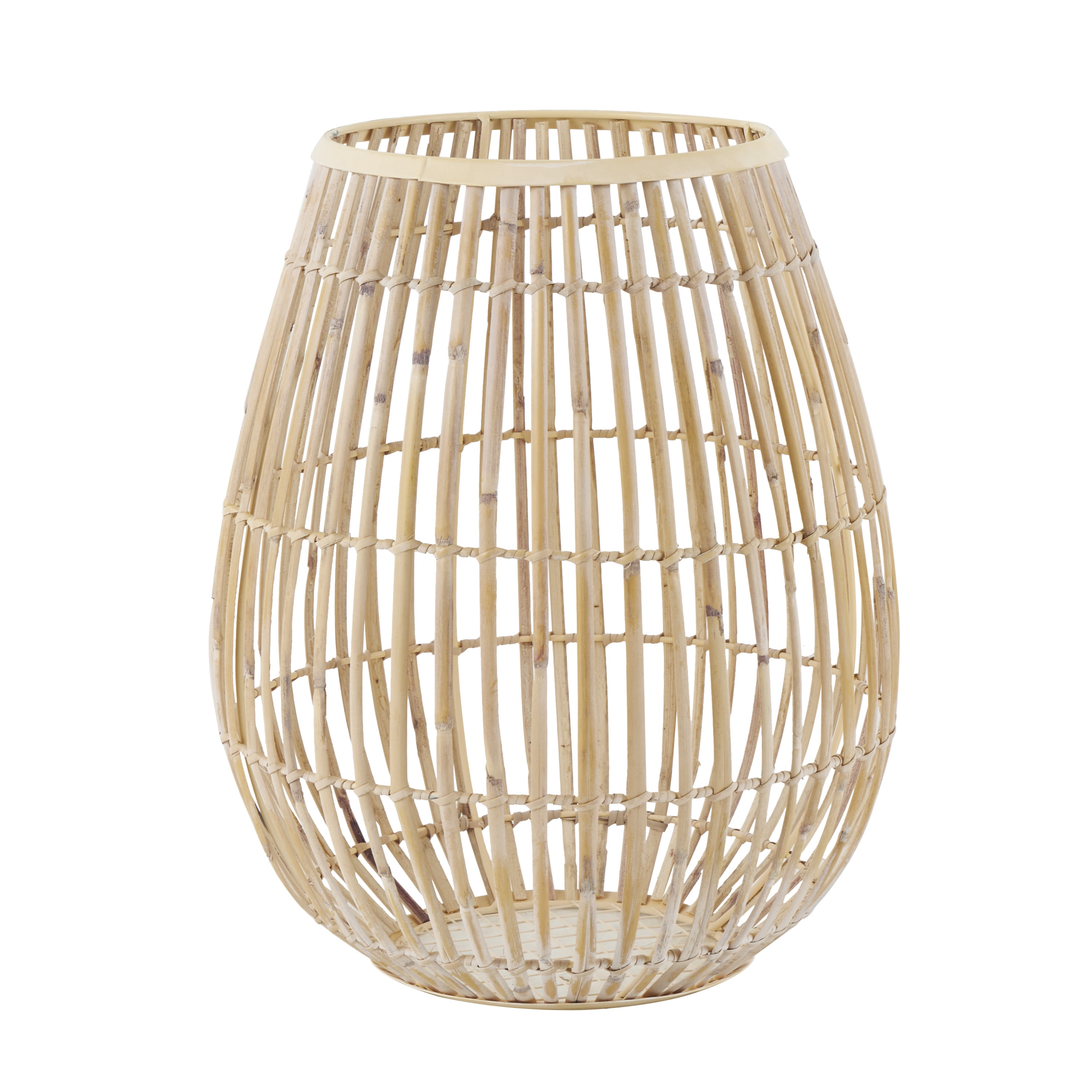 DecMode 15" Handmade Open Frame Round Brown Bamboo Vase