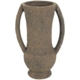 thumbnail image 1 of DecMode 15" Handmade Textured Amphora Dark Brown Ceramic Vase with Two Long Handles, 1 of 10