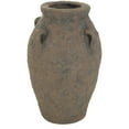 thumbnail image 1 of DecMode 15" Handmade Textured Dark Brown Ceramic Vase with Four Handles, 1 of 10