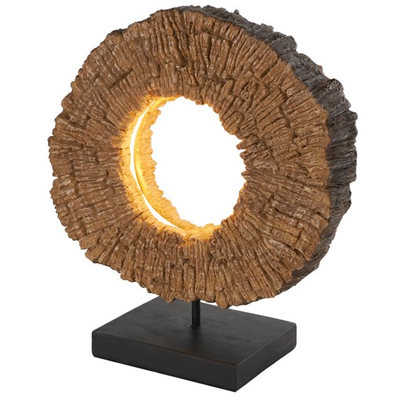 DecMode 15" Live Edge Brown Table Lamp with Shade